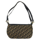 Christian Dior Trotter Canvas Shoulder Bag Navy Gold Auth 150748-3