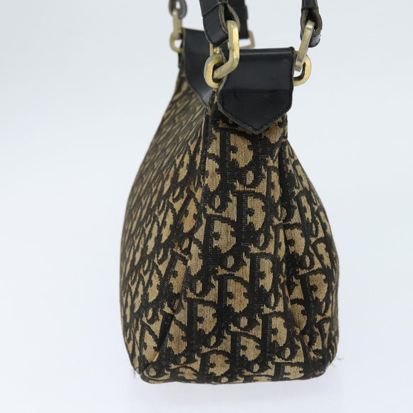 Christian Dior Trotter Canvas Shoulder Bag Navy Gold Auth 150748