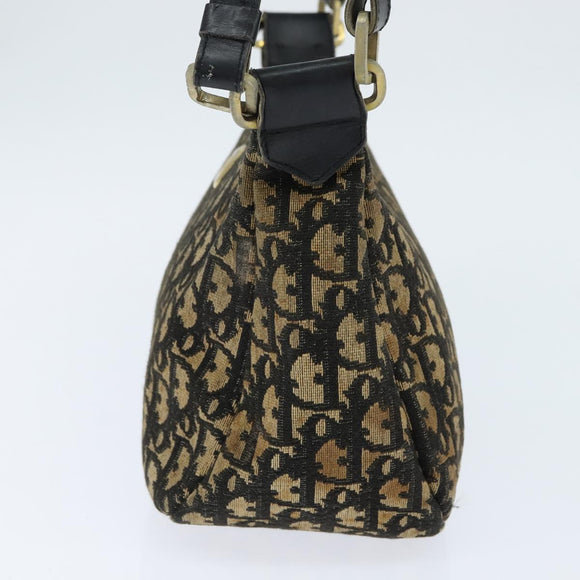 Christian Dior Trotter Canvas Shoulder Bag Navy Gold Auth 150748