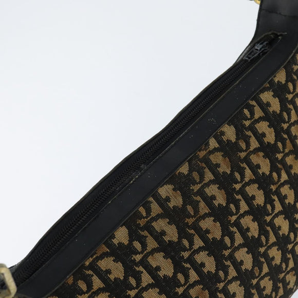 Christian Dior Trotter Canvas Shoulder Bag Navy Gold Auth 150748