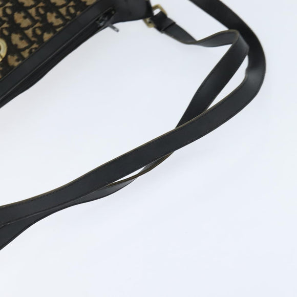 Christian Dior Trotter Canvas Shoulder Bag Navy Gold Auth 150748