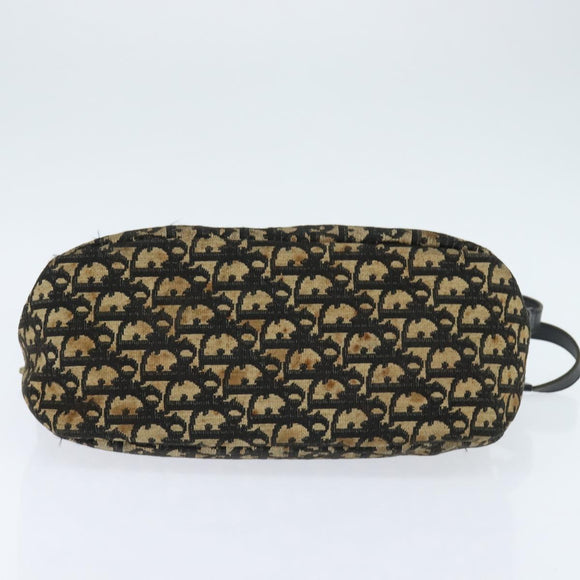 Christian Dior Trotter Canvas Shoulder Bag Navy Gold Auth 150748