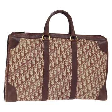 Christian Dior Trotter Canvas Boston Bag Red Silver Auth 150750