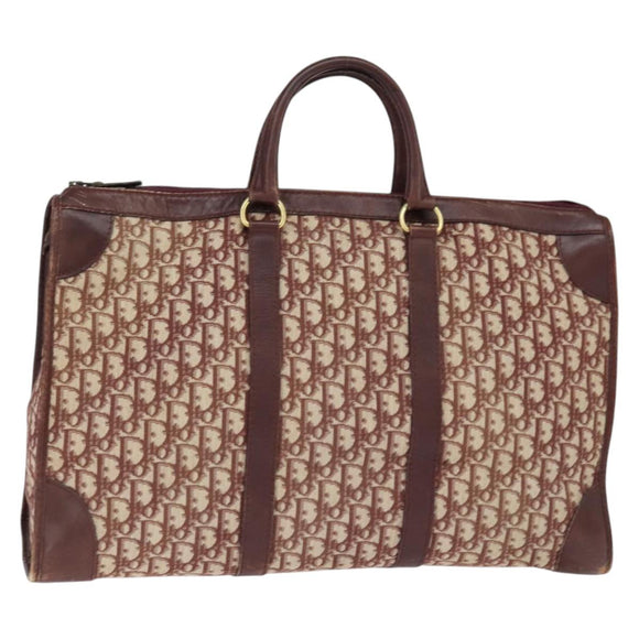 Christian Dior Trotter Canvas Boston Bag Red Silver Auth 150750