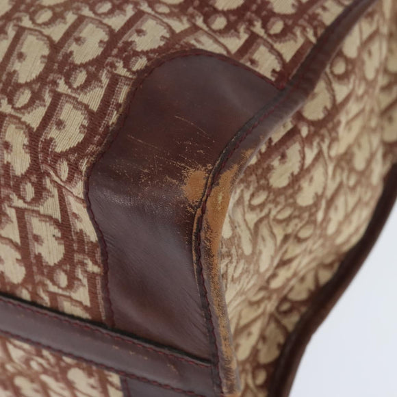 Christian Dior Trotter Canvas Boston Bag Red Silver Auth 150750