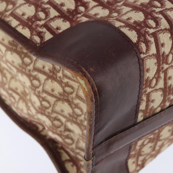 Christian Dior Trotter Canvas Boston Bag Red Silver Auth 150750