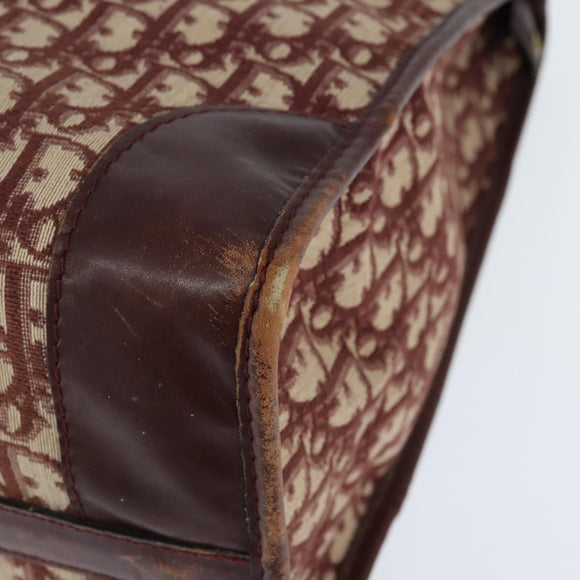 Christian Dior Trotter Canvas Boston Bag Red Silver Auth 150750