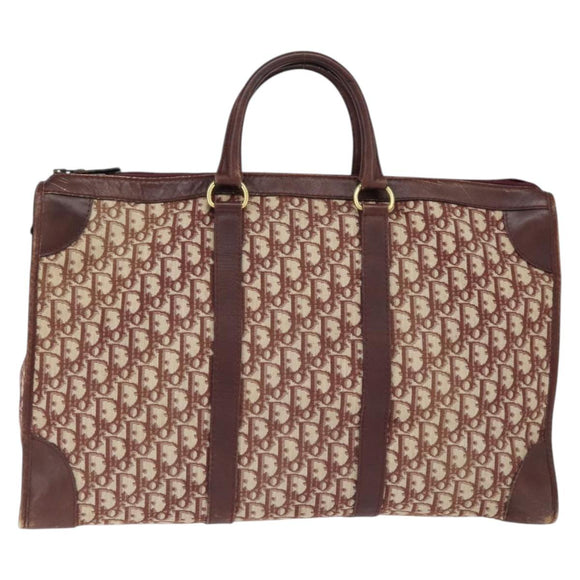 Christian Dior Trotter Canvas Boston Bag Red Silver Auth 150750