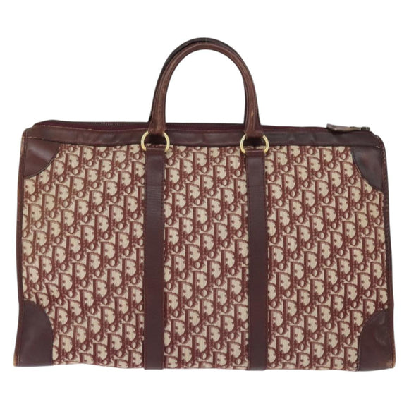 Christian Dior Trotter Canvas Boston Bag Red Silver Auth 150750