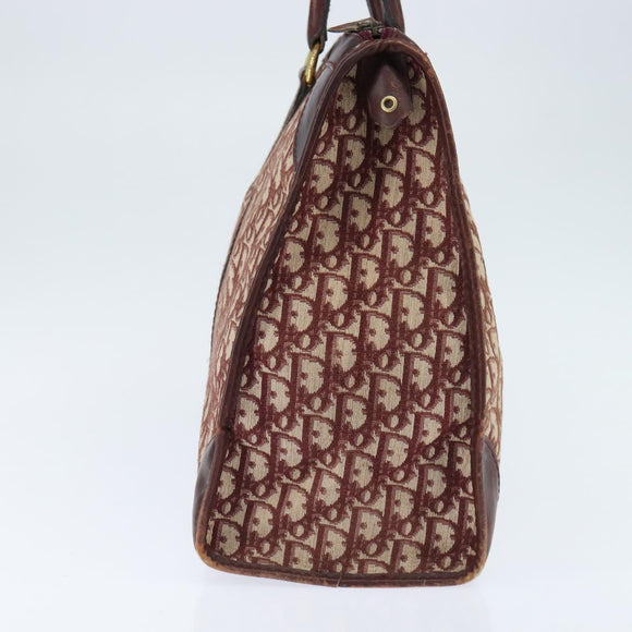 Christian Dior Trotter Canvas Boston Bag Red Silver Auth 150750