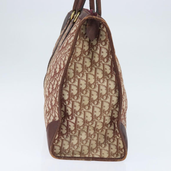 Christian Dior Trotter Canvas Boston Bag Red Silver Auth 150750