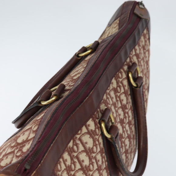 Christian Dior Trotter Canvas Boston Bag Red Silver Auth 150750
