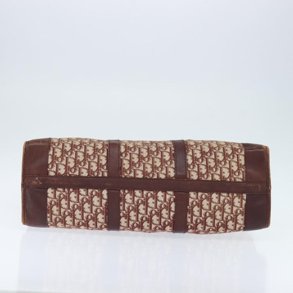 Christian Dior Trotter Canvas Boston Bag Red Silver Auth 150750