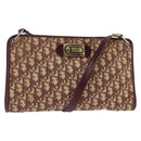 Christian Dior Trotter Canvas Shoulder Bag Red Gold Auth 150751-1
