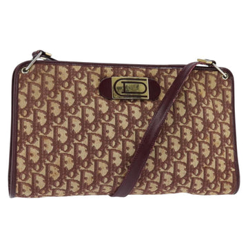 Christian Dior Trotter Canvas Shoulder Bag Red Gold Auth 150751