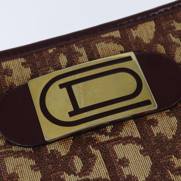 Christian Dior Trotter Canvas Shoulder Bag Red Gold Auth 150751