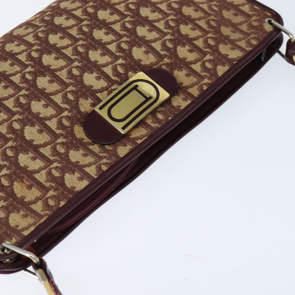 Christian Dior Trotter Canvas Shoulder Bag Red Gold Auth 150751