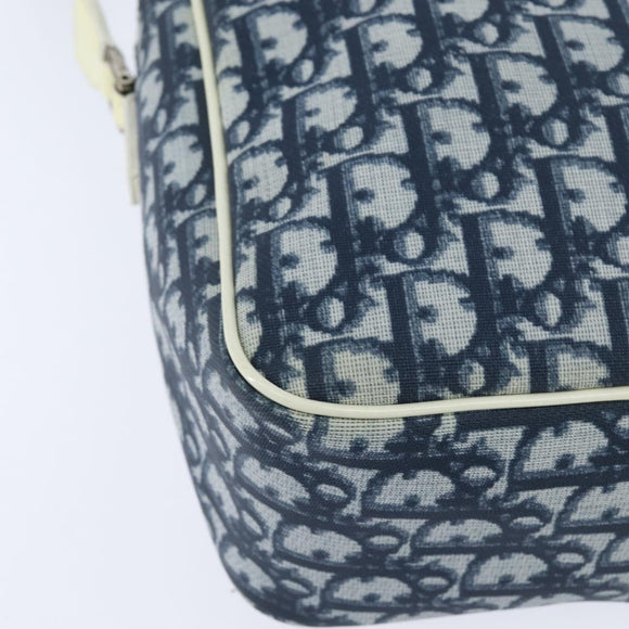 Christian Dior Trotter Canvas Shoulder Bag PVC Blue Silver Auth 150753