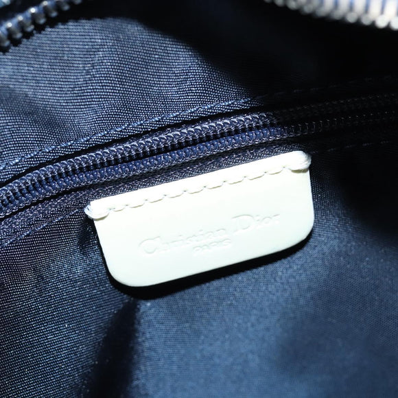 Christian Dior Trotter Canvas Shoulder Bag PVC Blue Silver Auth 150753