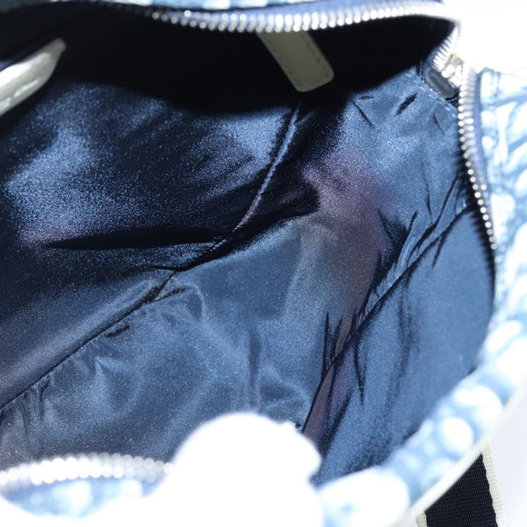 Christian Dior Trotter Canvas Shoulder Bag PVC Blue Silver Auth 150753