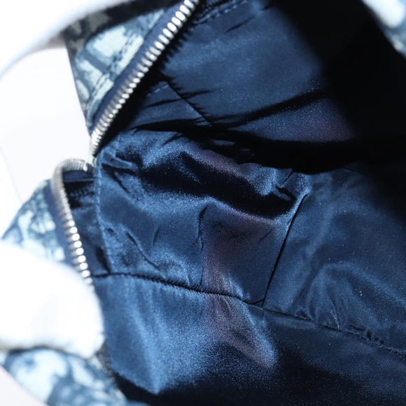 Christian Dior Trotter Canvas Shoulder Bag PVC Blue Silver Auth 150753