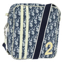 Christian Dior Trotter Canvas Shoulder Bag PVC Blue Silver Auth 150753-1
