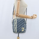 Christian Dior Trotter Canvas Shoulder Bag PVC Blue Silver Auth 150753-20