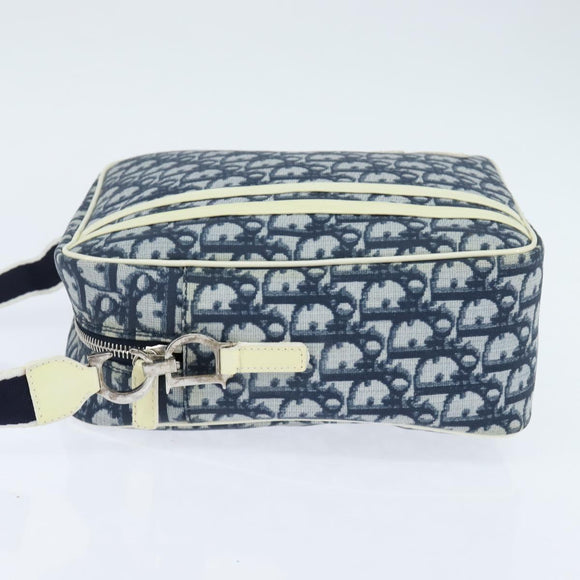 Christian Dior Trotter Canvas Shoulder Bag PVC Blue Silver Auth 150753