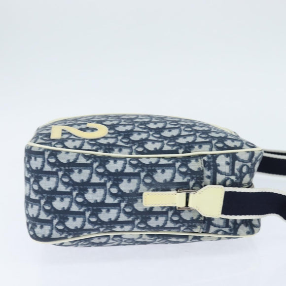 Christian Dior Trotter Canvas Shoulder Bag PVC Blue Silver Auth 150753