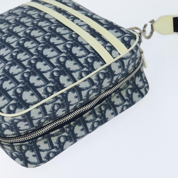 Christian Dior Trotter Canvas Shoulder Bag PVC Blue Silver Auth 150753