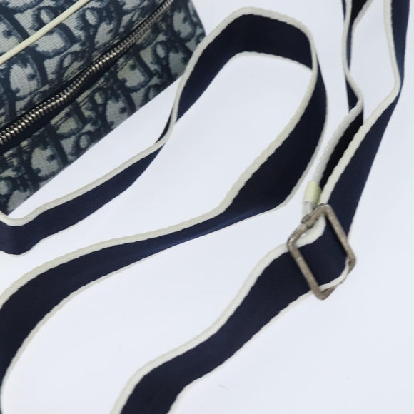 Christian Dior Trotter Canvas Shoulder Bag PVC Blue Silver Auth 150753