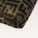 FENDI Zucca Canvas Chain Shoulder Bag Brown Black gold Auth 150754-9