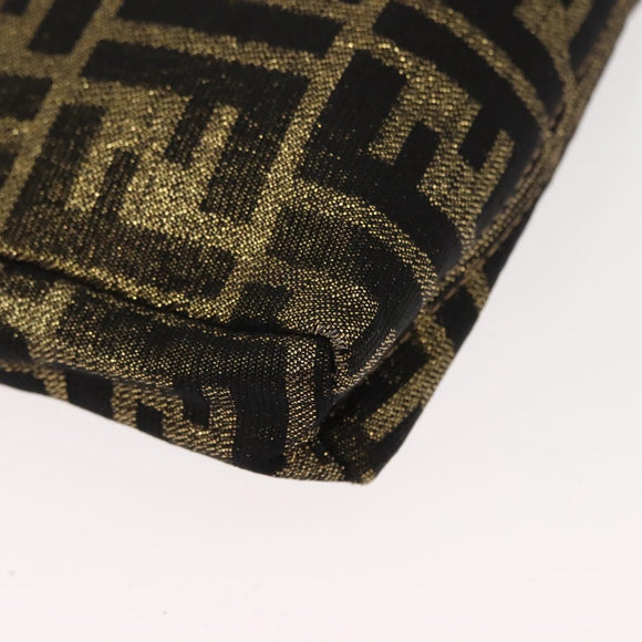 FENDI Zucca Canvas Chain Shoulder Bag Brown Black gold Auth 150754