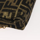 FENDI Zucca Canvas Chain Shoulder Bag Brown Black gold Auth 150754-15