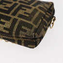 FENDI Zucca Canvas Chain Shoulder Bag Brown Black gold Auth 150754-16