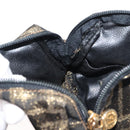 FENDI Zucca Canvas Chain Shoulder Bag Brown Black gold Auth 150754-18