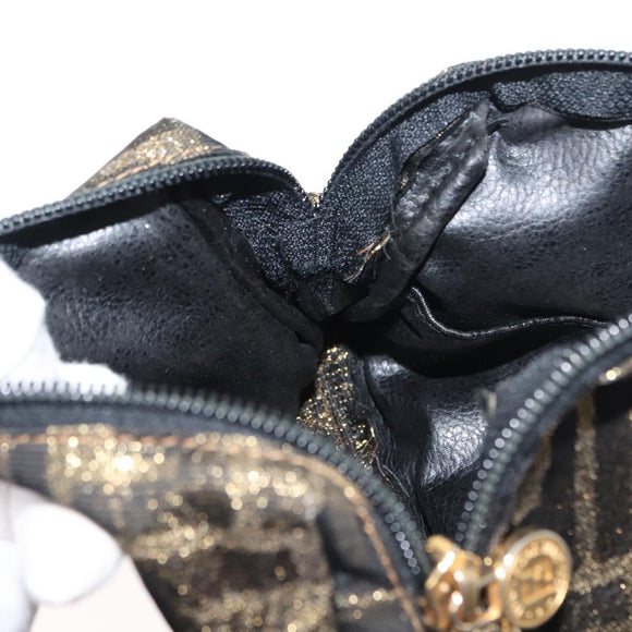 FENDI Zucca Canvas Chain Shoulder Bag Brown Black gold Auth 150754