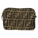 FENDI Zucca Canvas Chain Shoulder Bag Brown Black gold Auth 150754-13
