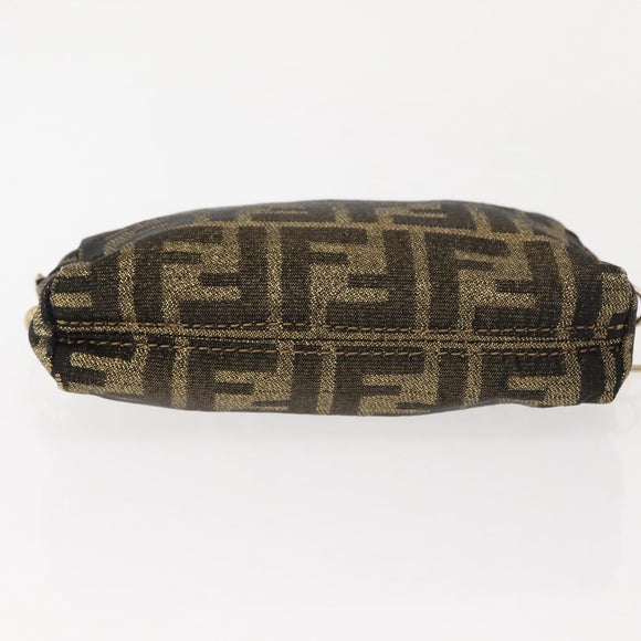 FENDI Zucca Canvas Chain Shoulder Bag Brown Black gold Auth 150754