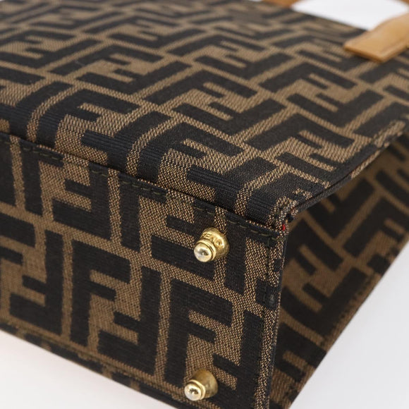 FENDI Zucca Canvas Hand Bag Black Brown Auth 150755