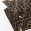 FENDI Zucca Canvas Hand Bag Black Brown Auth 150755-16