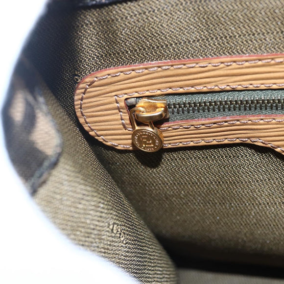 FENDI Zucca Canvas Hand Bag Black Brown Auth 150755