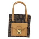 FENDI Zucca Canvas Hand Bag Black Brown Auth 150755-13