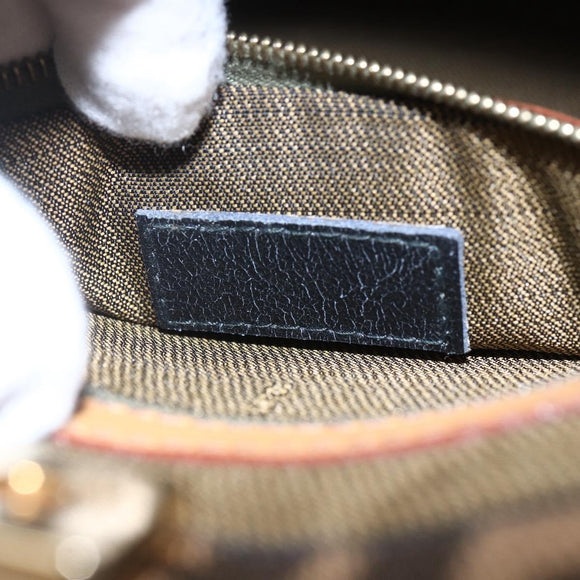 FENDI Zucca Canvas Hand Bag Black Brown Auth 150755