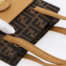FENDI Zucca Canvas Hand Bag Black Brown Auth 150755-6