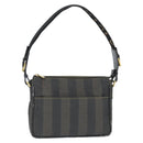 FENDI Pecan Canvas Shoulder Bag PVC Black Brown Auth 150756-1