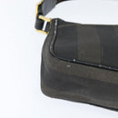 FENDI Pecan Canvas Shoulder Bag PVC Black Brown Auth 150756-10