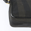 FENDI Pecan Canvas Shoulder Bag PVC Black Brown Auth 150756-12