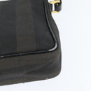 FENDI Pecan Canvas Shoulder Bag PVC Black Brown Auth 150756-13