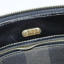 FENDI Pecan Canvas Shoulder Bag PVC Black Brown Auth 150756-14